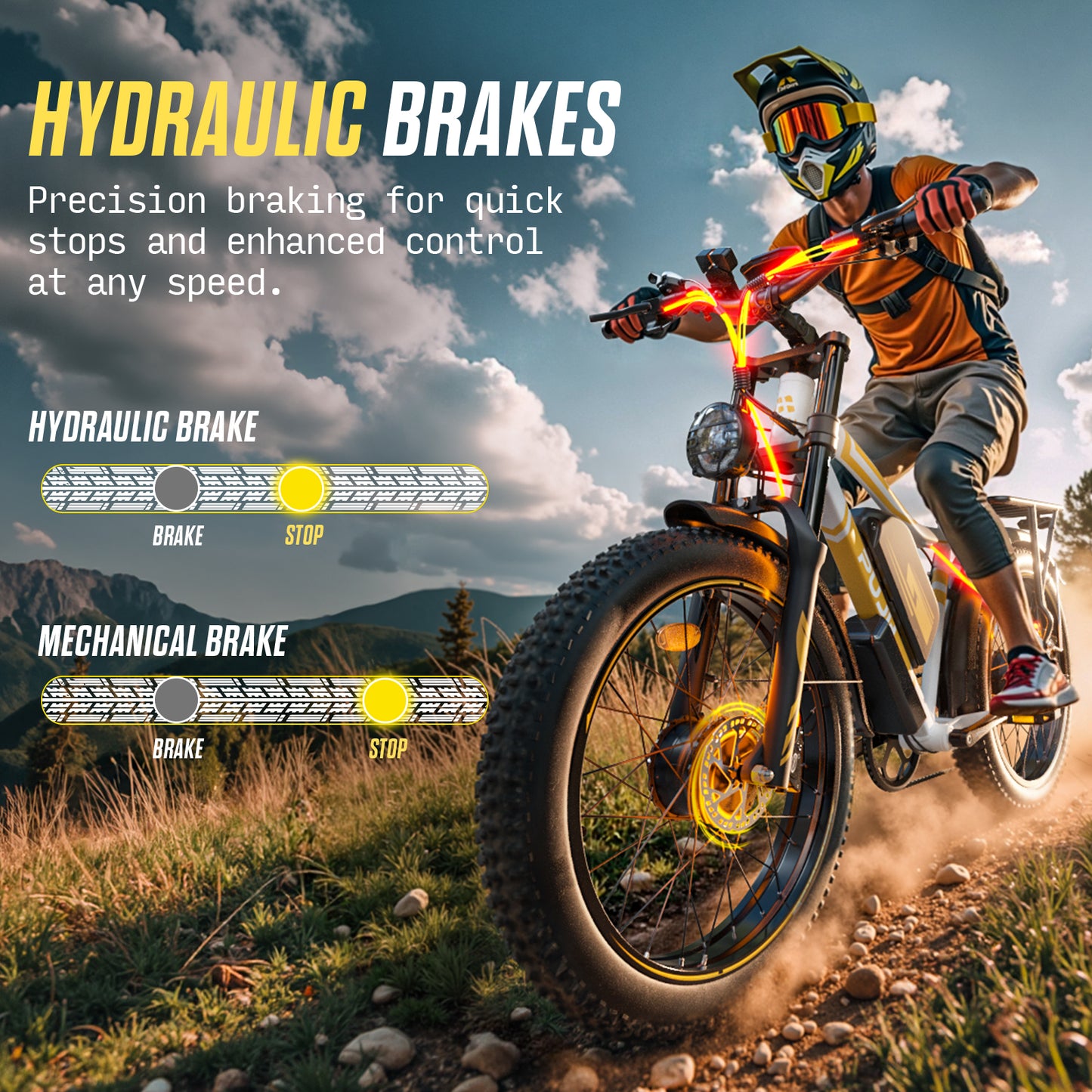 PUJH PU2-52V25AH- Full Suspension Fat Tire E-bike, 55 mph top speed, 100 mile range, 3000 Wh, 38 kg, 26 in - Black.