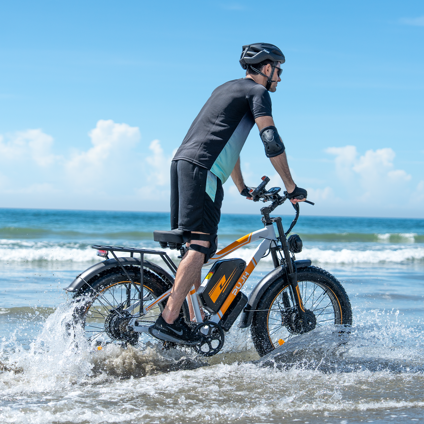 PUJH PU2-52V25AH- Full Suspension Fat Tire E-bike, 55 mph top speed, 100 mile range, 3000 Wh, 38 kg, 26 in - Black.
