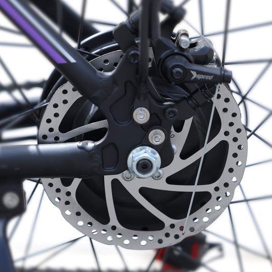Close-up of a electric bicycle disc brake system