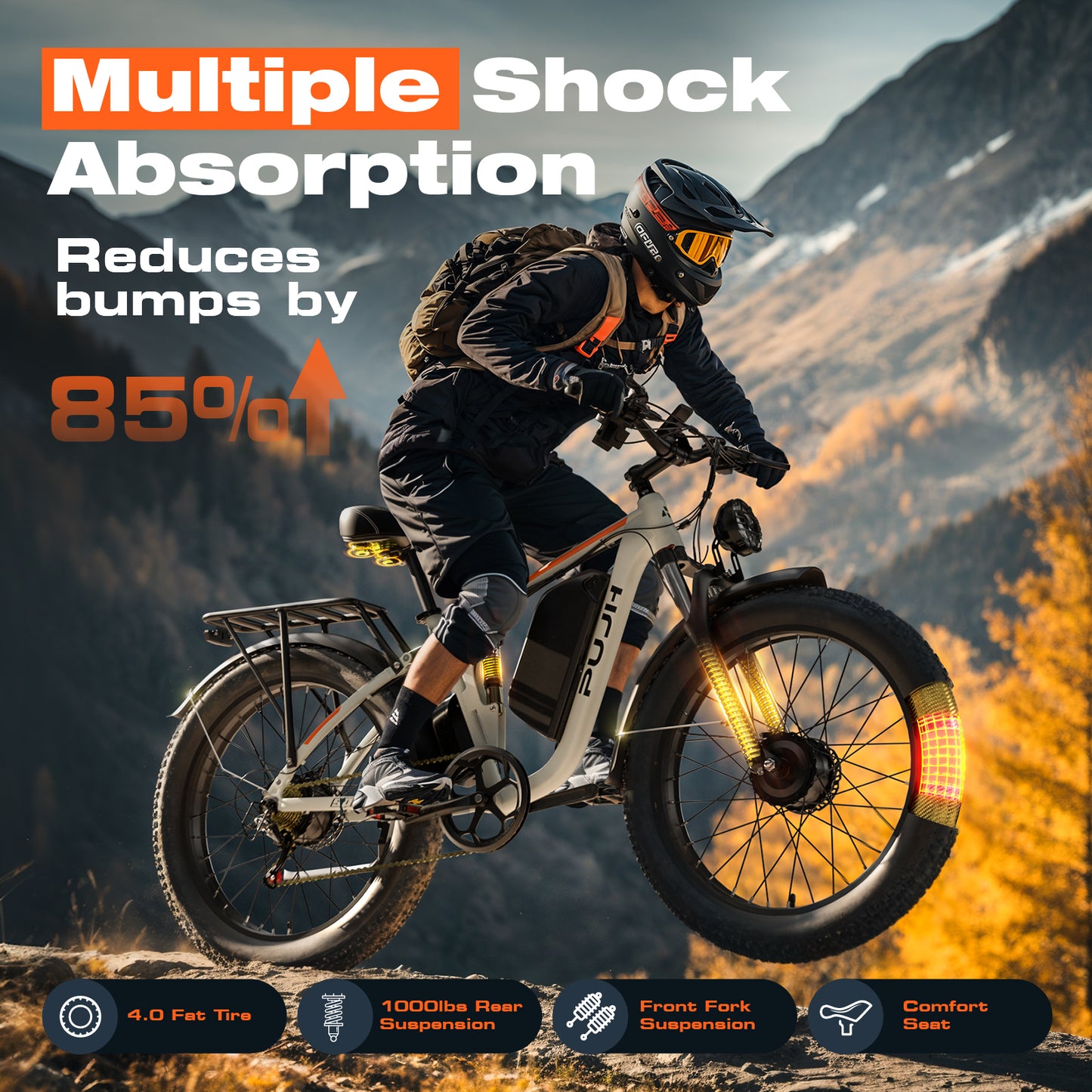 PUJH PU3 -52V 25Ah -26 inches Full Suspension Fat Tire E-bike