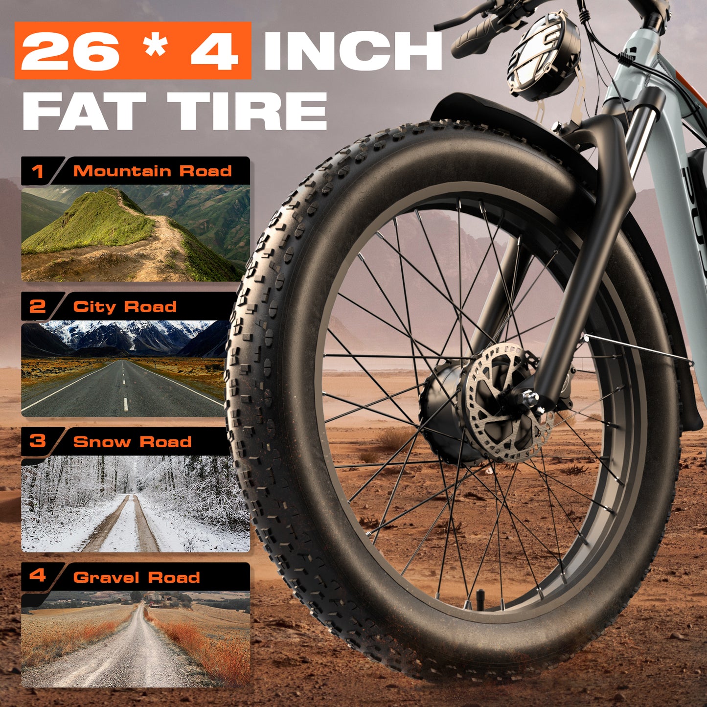 PUJH PU3 -52V 25Ah -26 inches Full Suspension Fat Tire E-bike