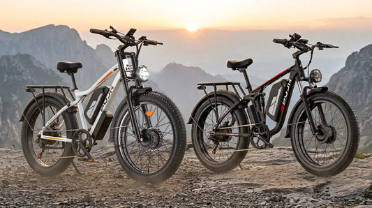 Two all-terrain e-bikes from PUJH: the fat-tire PU266 and the PU366, featuring a peak power of 6,000W.