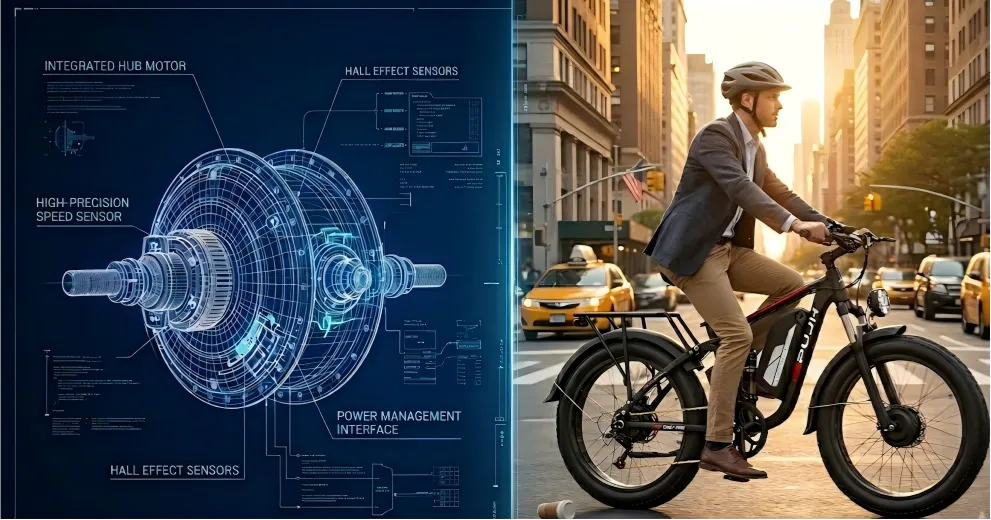 The PUJH PU366 electric bicycle is equipped with a speed sensor, providing a smooth power acceleration curve.