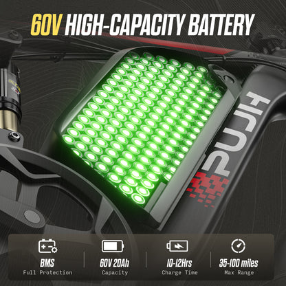 PUJH PU2-60V 20ah-24” Pro Long Range Fat Tire E-bike