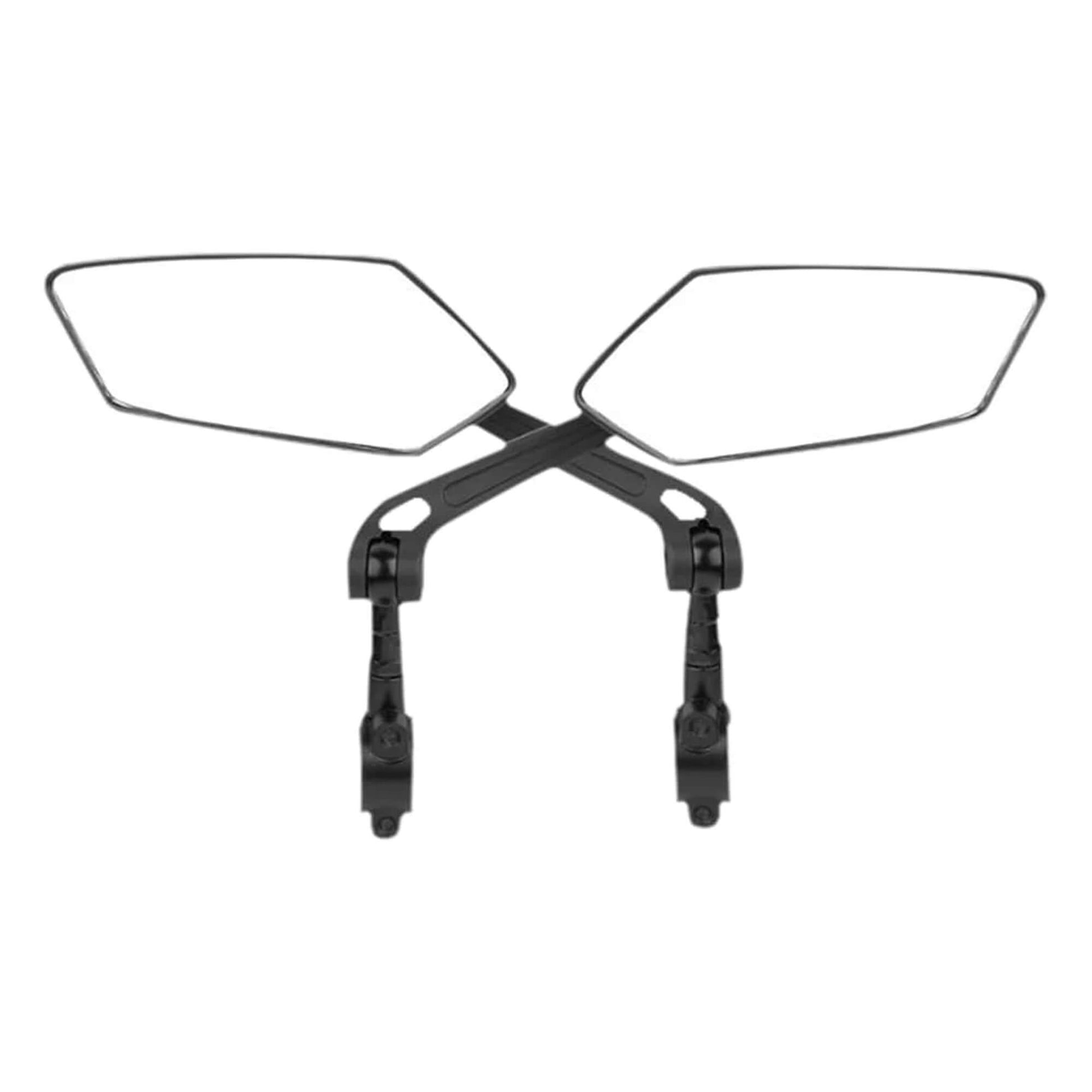 Pair of black e-bike mirrors on a white background