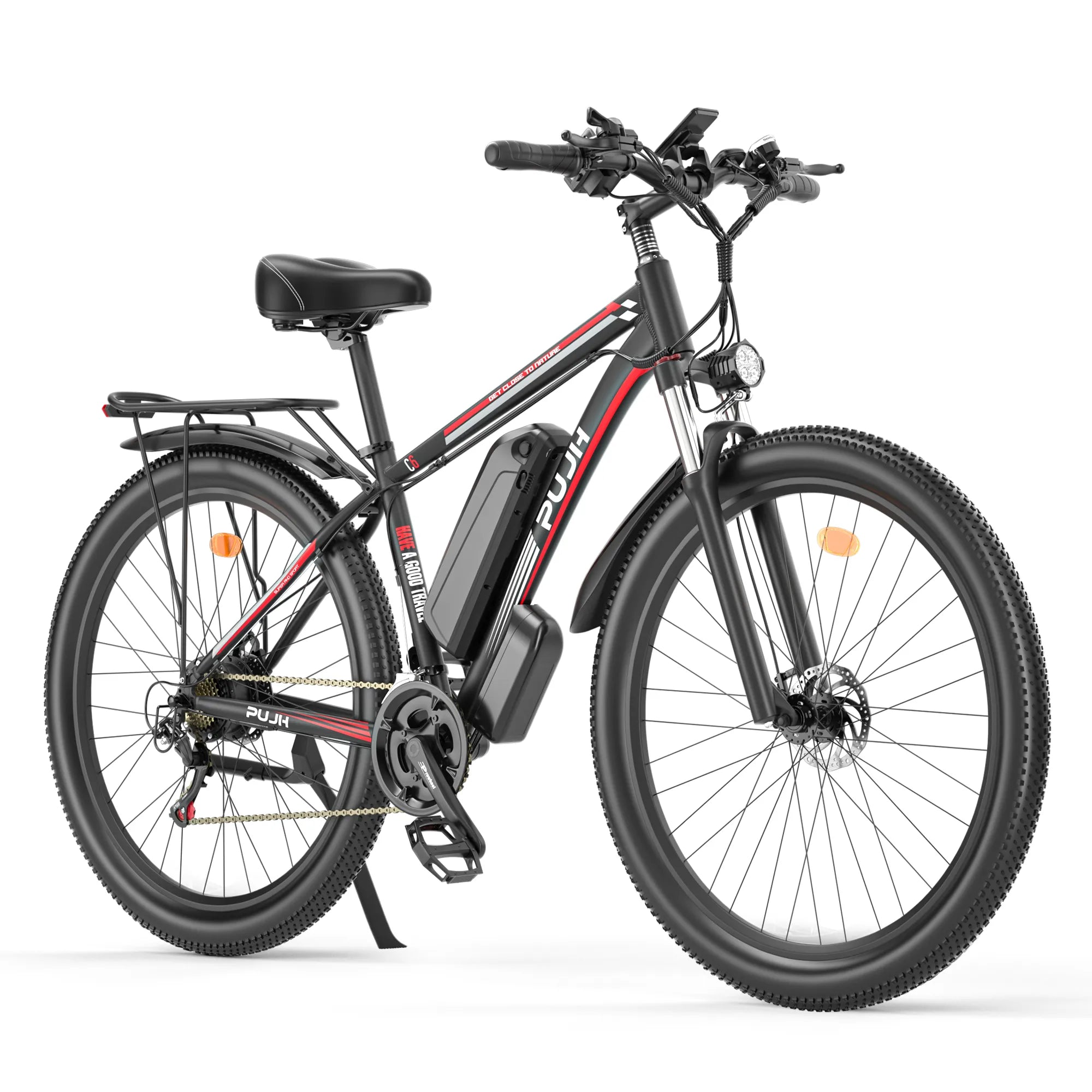 PUJH PU1 series commuter and city electric bike with black and red colors