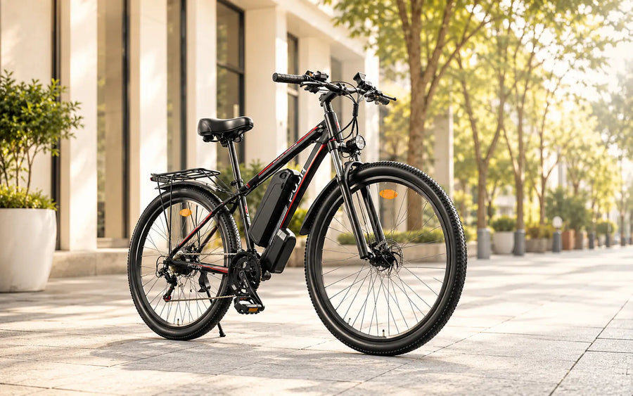 PUJH PU1 Series city commuter electric bike on an urban street