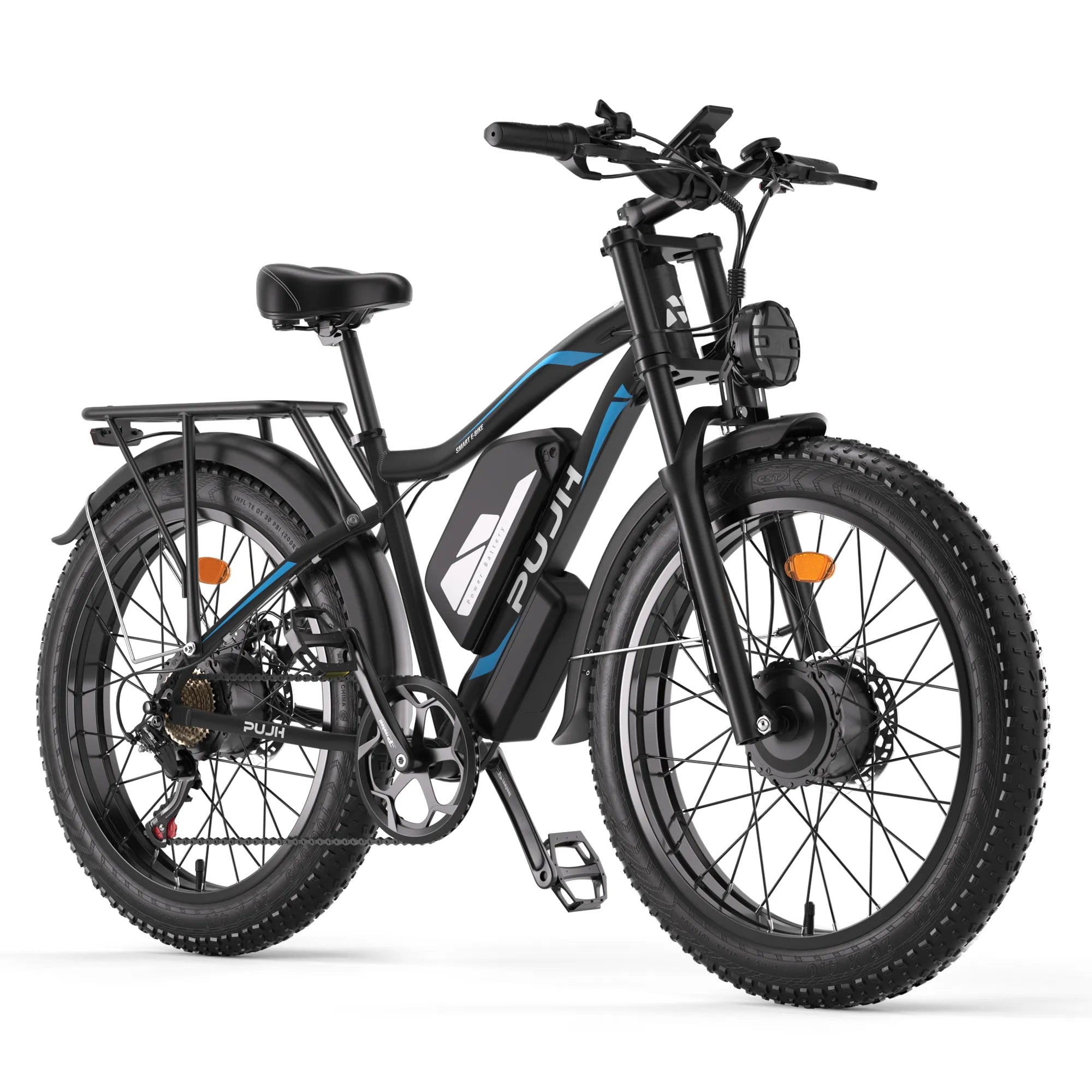 PUJH PU2 series off road fat tire electricbike with white orange colors