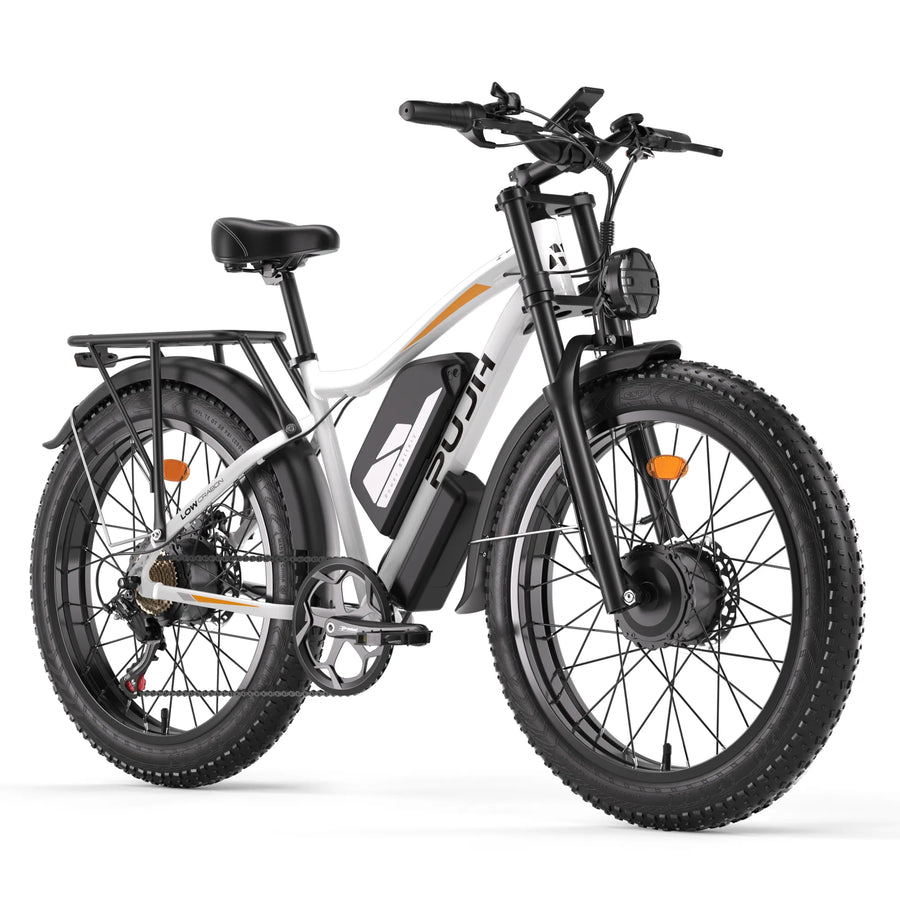 PUJH PU2 series off road fat tire electricbike with white orange colors