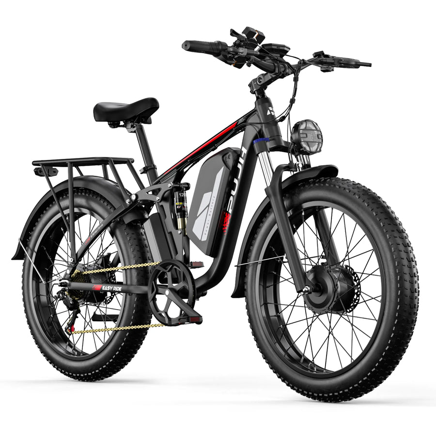 PUJH PU3 series off road fat tire electric bike with black and red colors