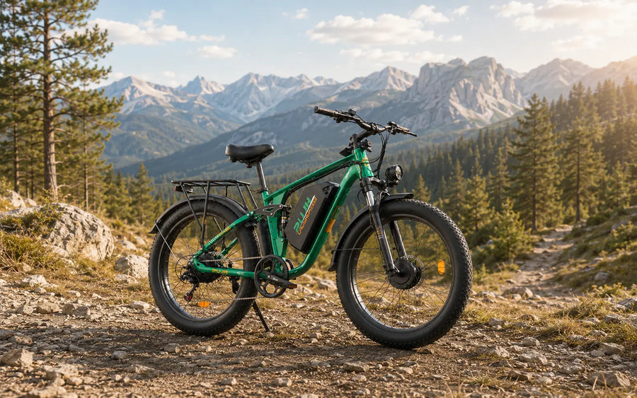 PUJH PU3 Series off-road fat tire electric bike on a mountain trail