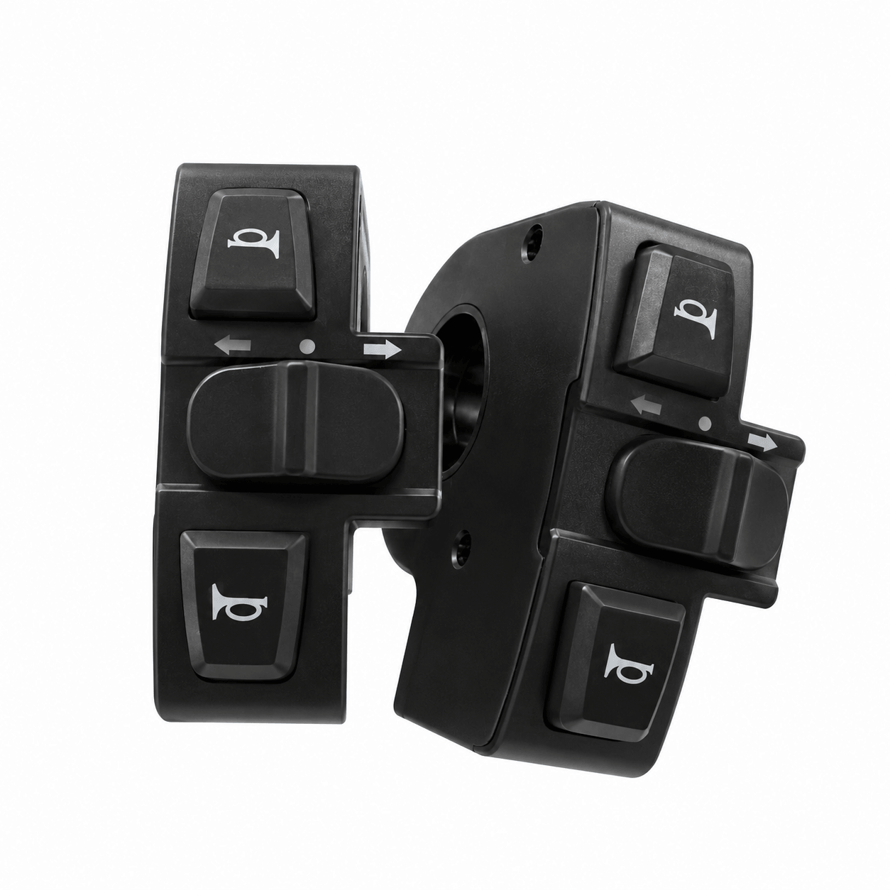 PUJH PU366-PRO electric bike 3-in-1 handlebar integrated control switch showing horn buttons and left-right turn signal slider