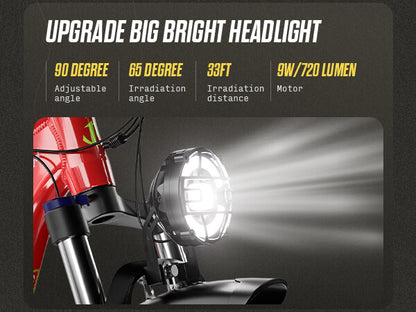 The pujh-pu366 is equipped with upgraded, large, bright headlights.